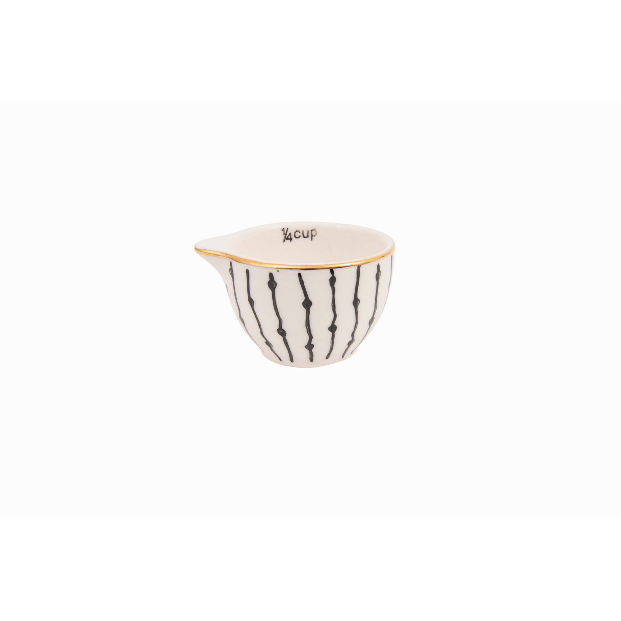 Hello Honey® Black & White Stoneware Measuring Cups with Gold Electroplating, 4ct.